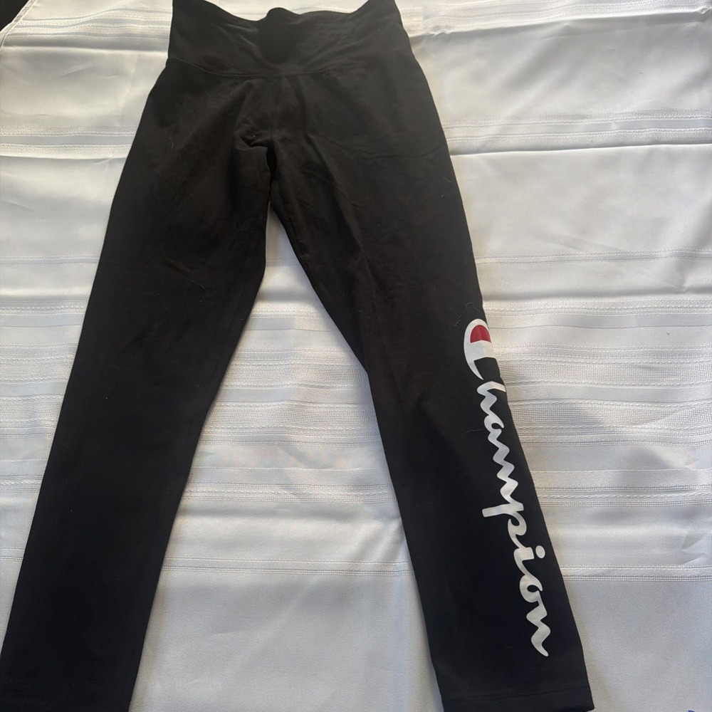 Champion Womens Black High Waisted Script Logo Leggings M3278G Size Medium